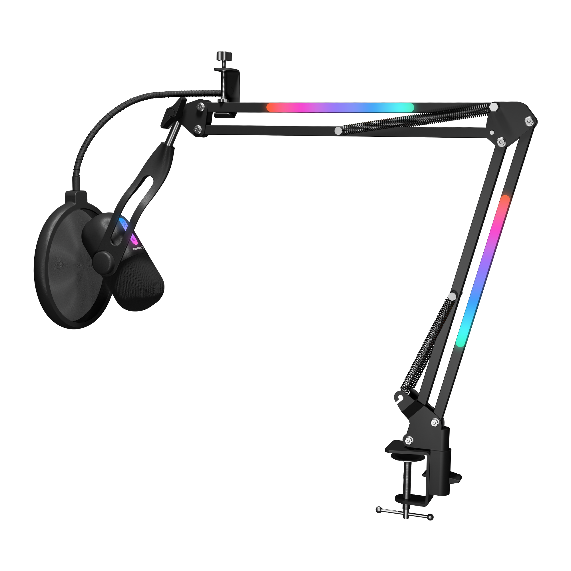 Siyah RGB Standlı Ses Göstergeli Masaüstü Mikrofon