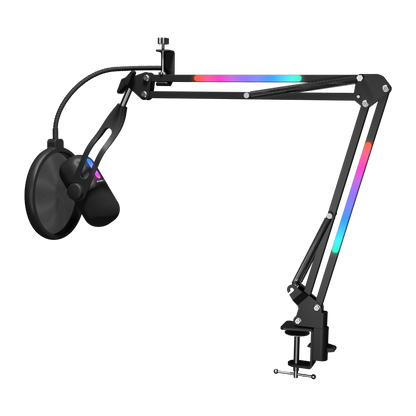Siyah RGB Standlı Ses Göstergeli Masaüstü Mikrofon