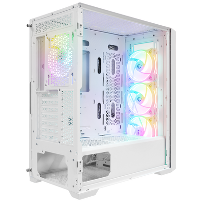 SIRIUS Temperli Camlı Beyaz 4*12cm RGB Fan E-ATX Mid-T Gaming Oyuncu Kasası - Rampage