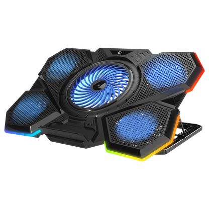 AD-RC13 BELLATRIX Siyah 5 Fan 2 USB RGB Işıklı 15"-17" Notebook Soğutucu Stand - Rampage