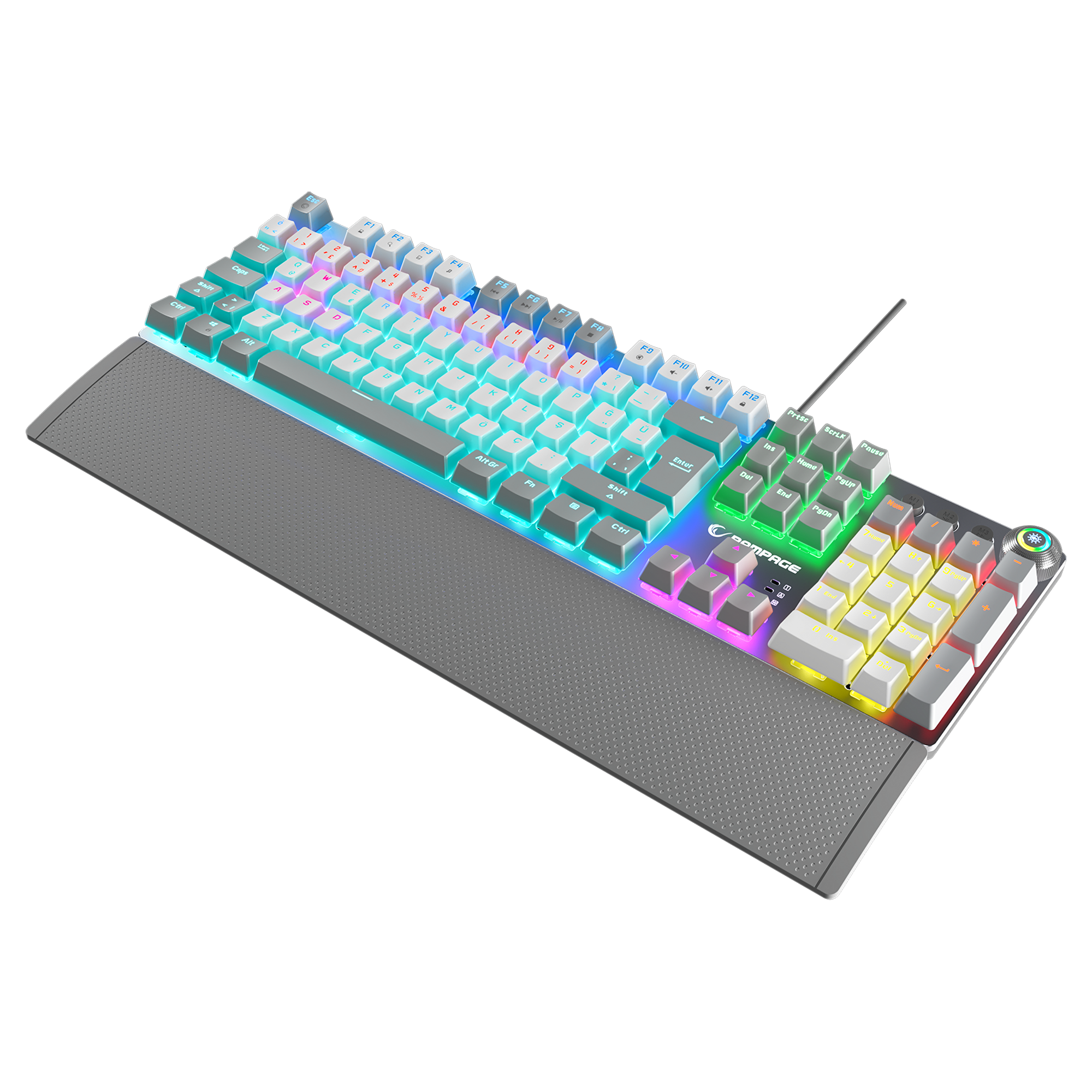 KB-R28 BLADE PLUS Beyaz / Gri Gökkuşağı Aydınlatmalı Tam Türkçe Red Switch Mekanik Gaming Klavye
