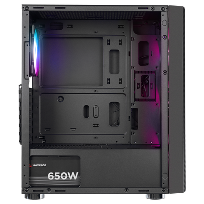 CARISMA MESH 650W 80+ 4*12cm Rainbow Temperli Camlı ATX Mid-T Gaming Oyuncu Kasası - Rampage