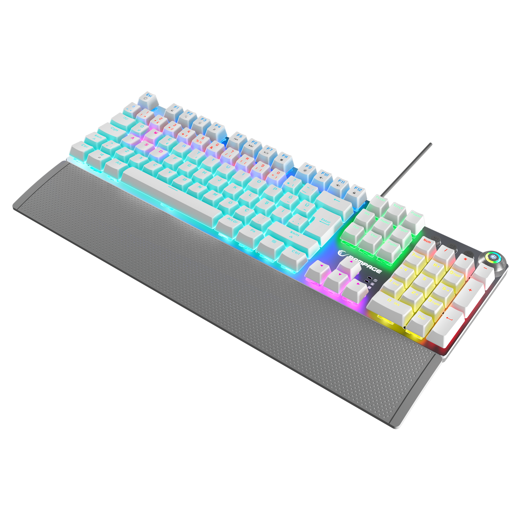 KB-R28 BLADE PLUS Beyaz Gökkuşağı Aydınlatmalı Tam Türkçe Red Switch Mekanik Gaming Klavye