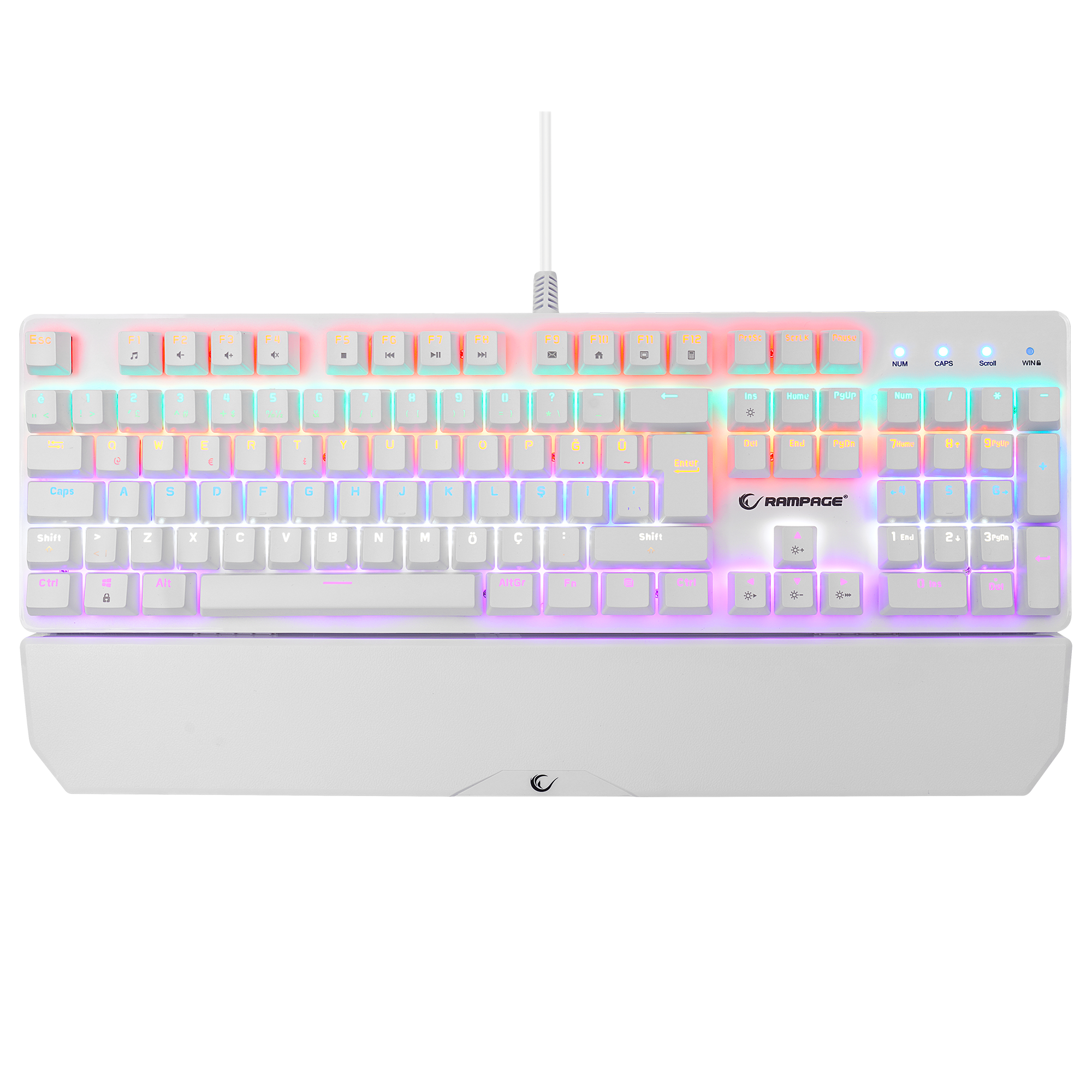 Kb-R86 Rainbow Red Switch Mekanik Oyuncu Klavyesi-Beyaz