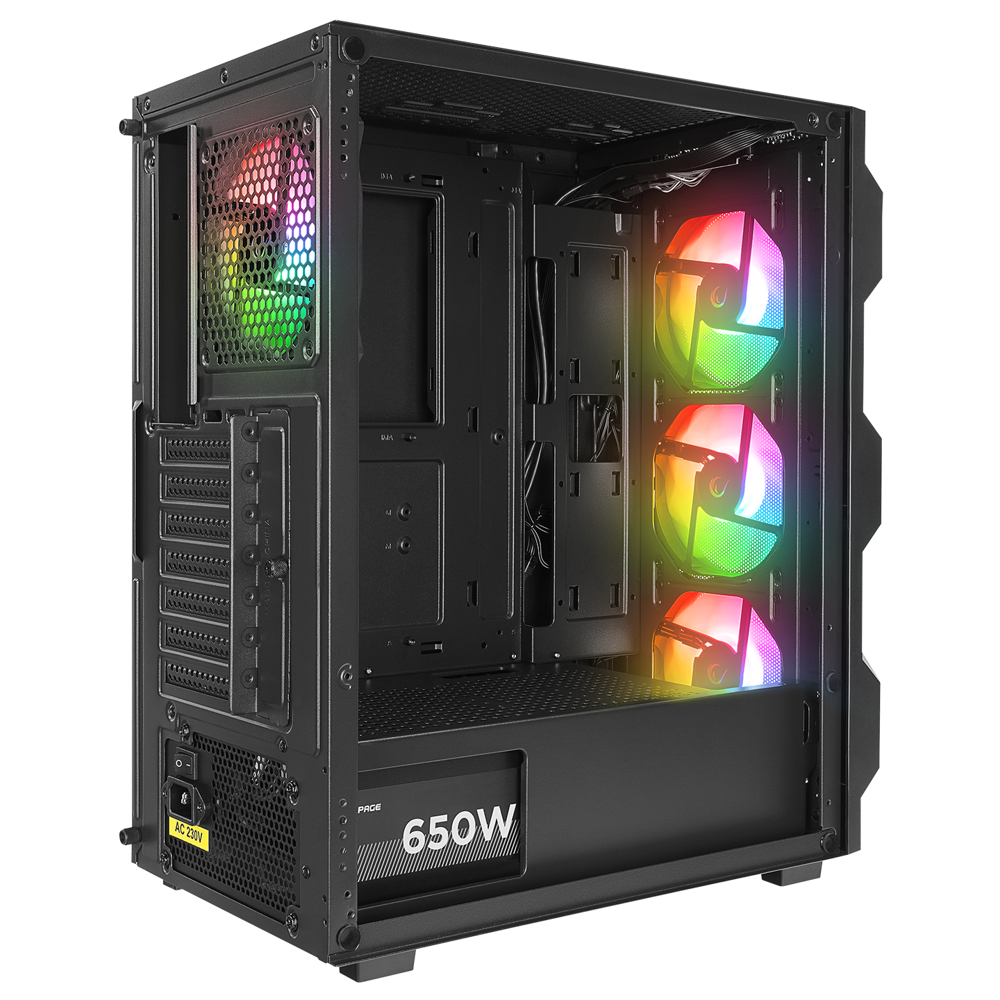 WOON Mesh 650W 80+ BRONZE Temper Camlı Mid-T Siyah Oyuncu Kasası