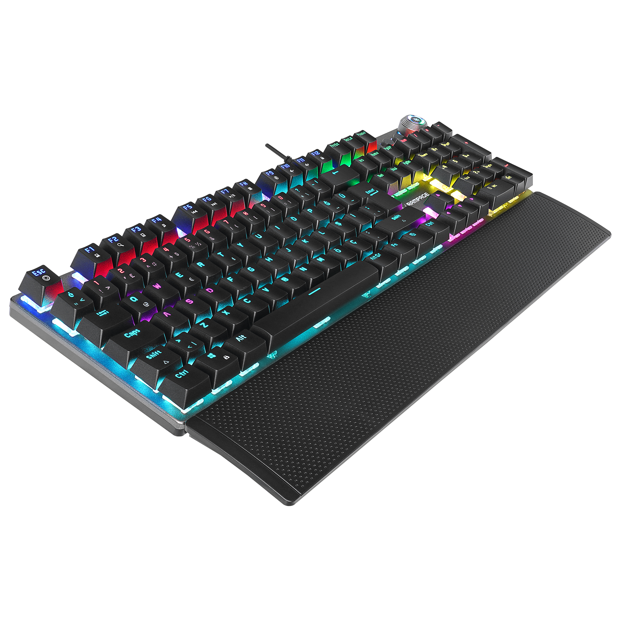 KB-R28 BLADE PLUS Siyah/Gümüş Gökkuşağı Aydınlatmalı Tam Türkçe Red Switch Mekanik Gaming Klavye - Rampage