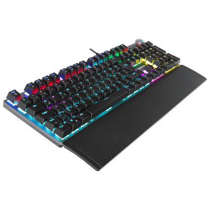 KB-R28 BLADE PLUS Siyah/Gümüş Gökkuşağı Aydınlatmalı Tam Türkçe Red Switch Mekanik Gaming Klavye - Rampage