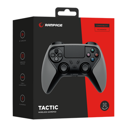 Tactic Metalik Siyah Bluetooth Çift Titreşimli PS4-Gamepad Joypad - Rampage