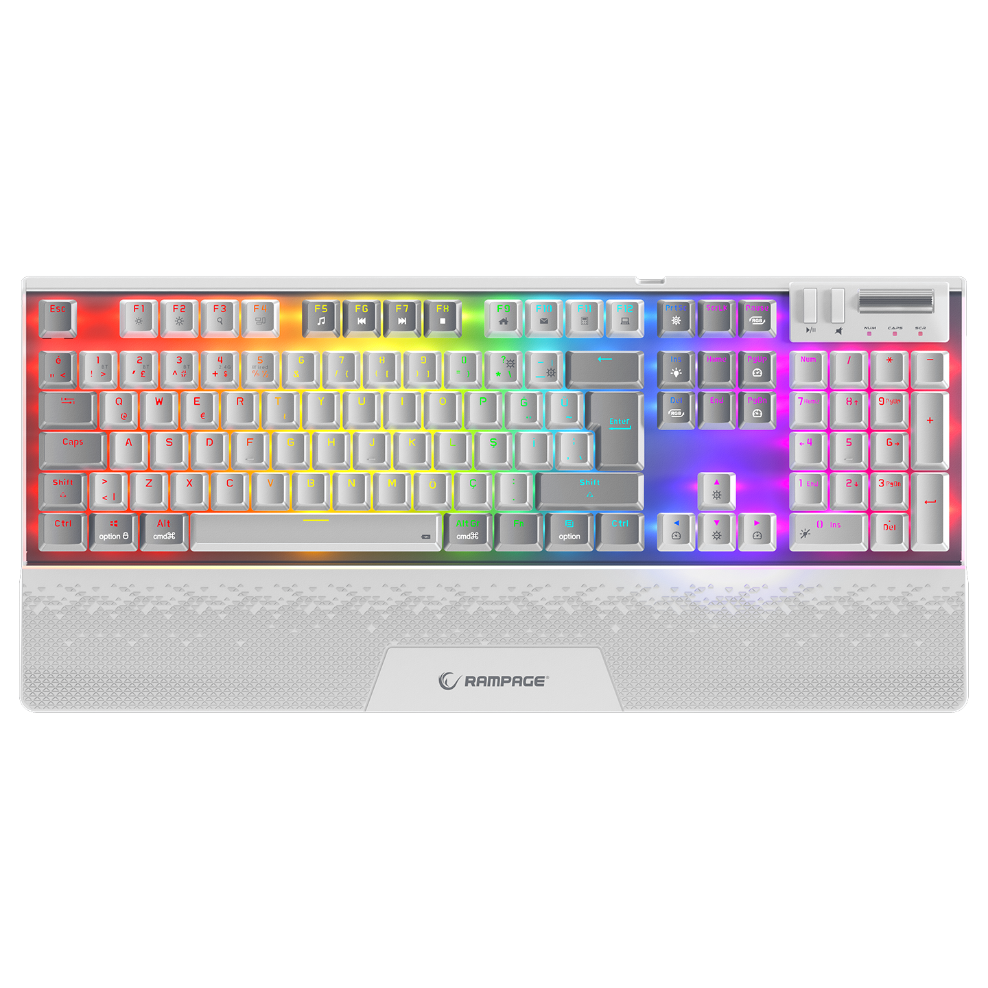 Carbon Pro Beyaz/Gri Wireless OUTEMU Red Switch Gaming Oyuncu Klavyesi - Rampage