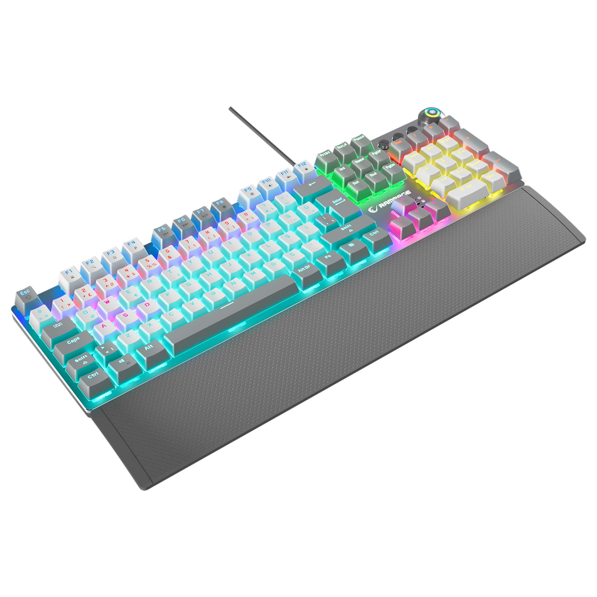 KB-R28 BLADE PLUS Beyaz / Gri Gökkuşağı Aydınlatmalı Tam Türkçe Red Switch Mekanik Gaming Klavye