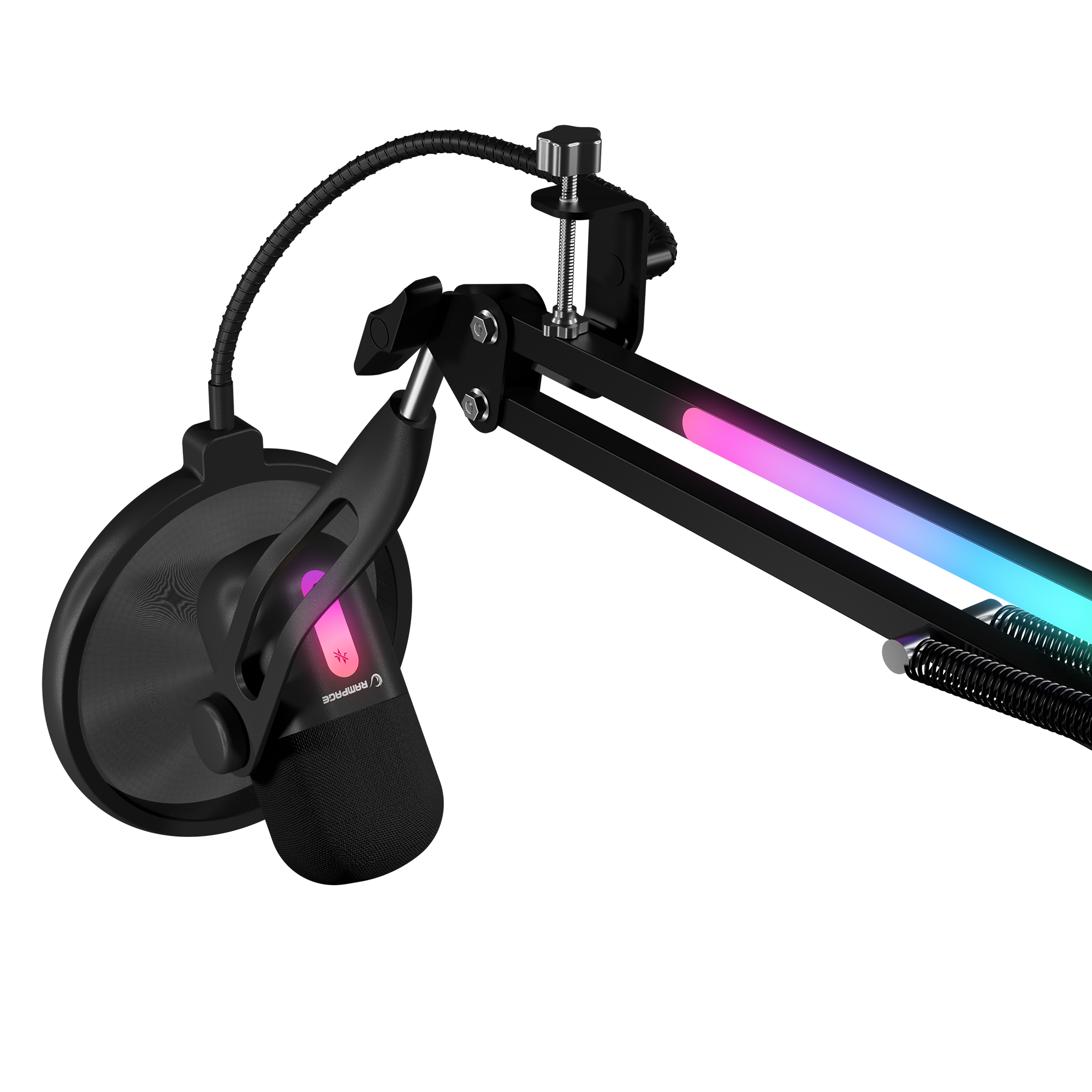 Siyah RGB Standlı Ses Göstergeli Masaüstü Mikrofon
