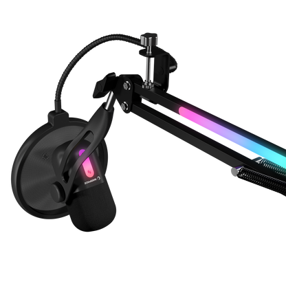 Siyah RGB Standlı Ses Göstergeli Masaüstü Mikrofon