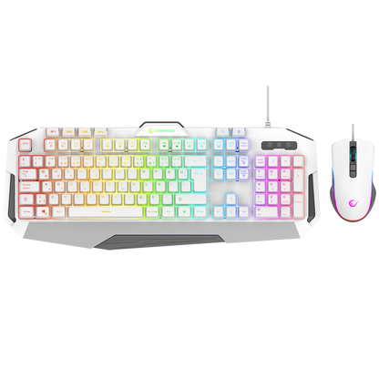 Glare Usb RGB 12800 Dpi Mouse Oyuncu Klavye Set-Beyaz