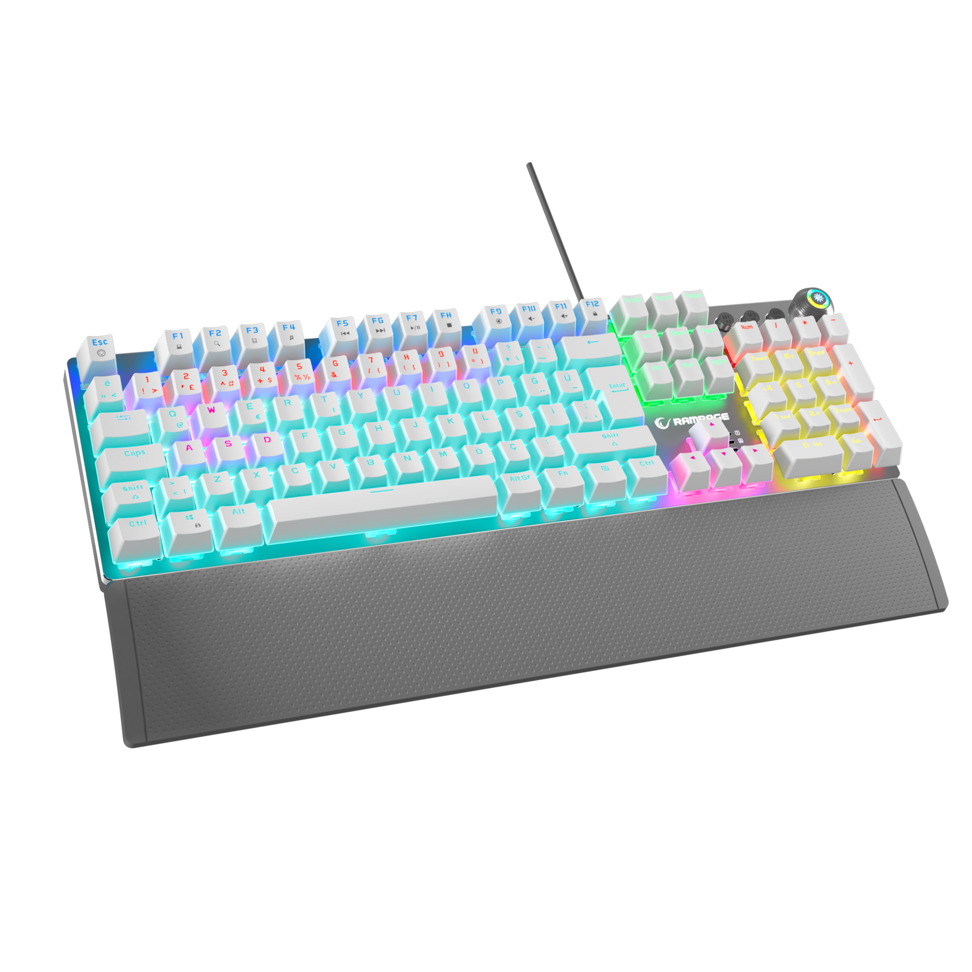 KB-R28 BLADE PLUS Beyaz Gökkuşağı Aydınlatmalı Tam Türkçe Red Switch Mekanik Gaming Klavye