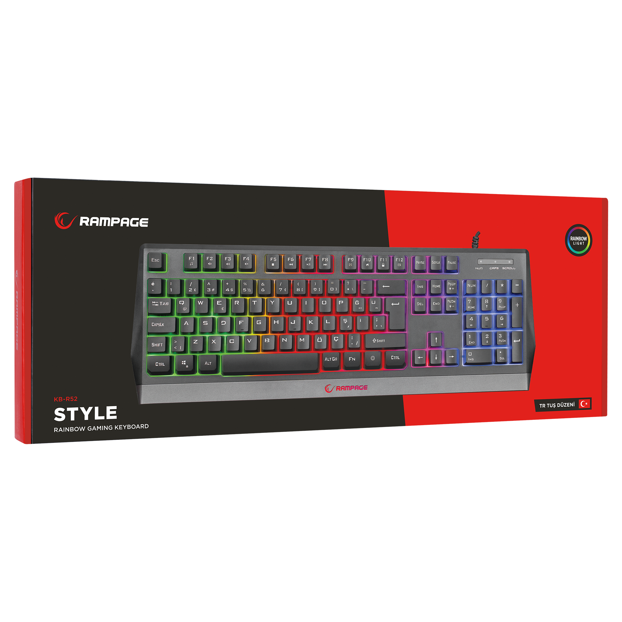 KB-R52 STYLE Rainbow Aydınlatmalı Gaming Oyuncu Klavyesi - Rampage