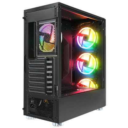X-HORSE 850W 80+ 4*12cm ARGB Fan+Kontrolcü Manyetik Temperli Camlı Mid-T Gaming Oyuncu Kasası - Rampage