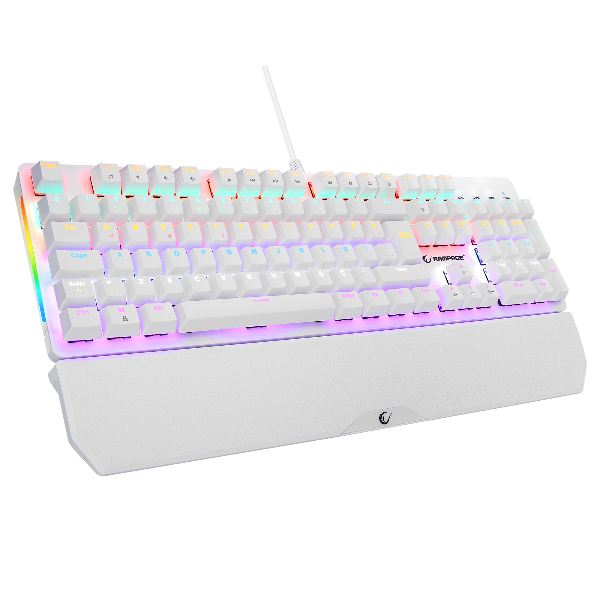 Kb-R86 Rainbow Red Switch Mekanik Oyuncu Klavyesi-Beyaz