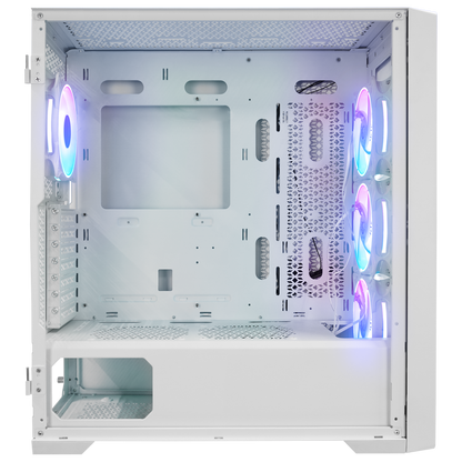 SIRIUS Temperli Camlı Beyaz 4*12cm RGB Fan E-ATX Mid-T Gaming Oyuncu Kasası - Rampage