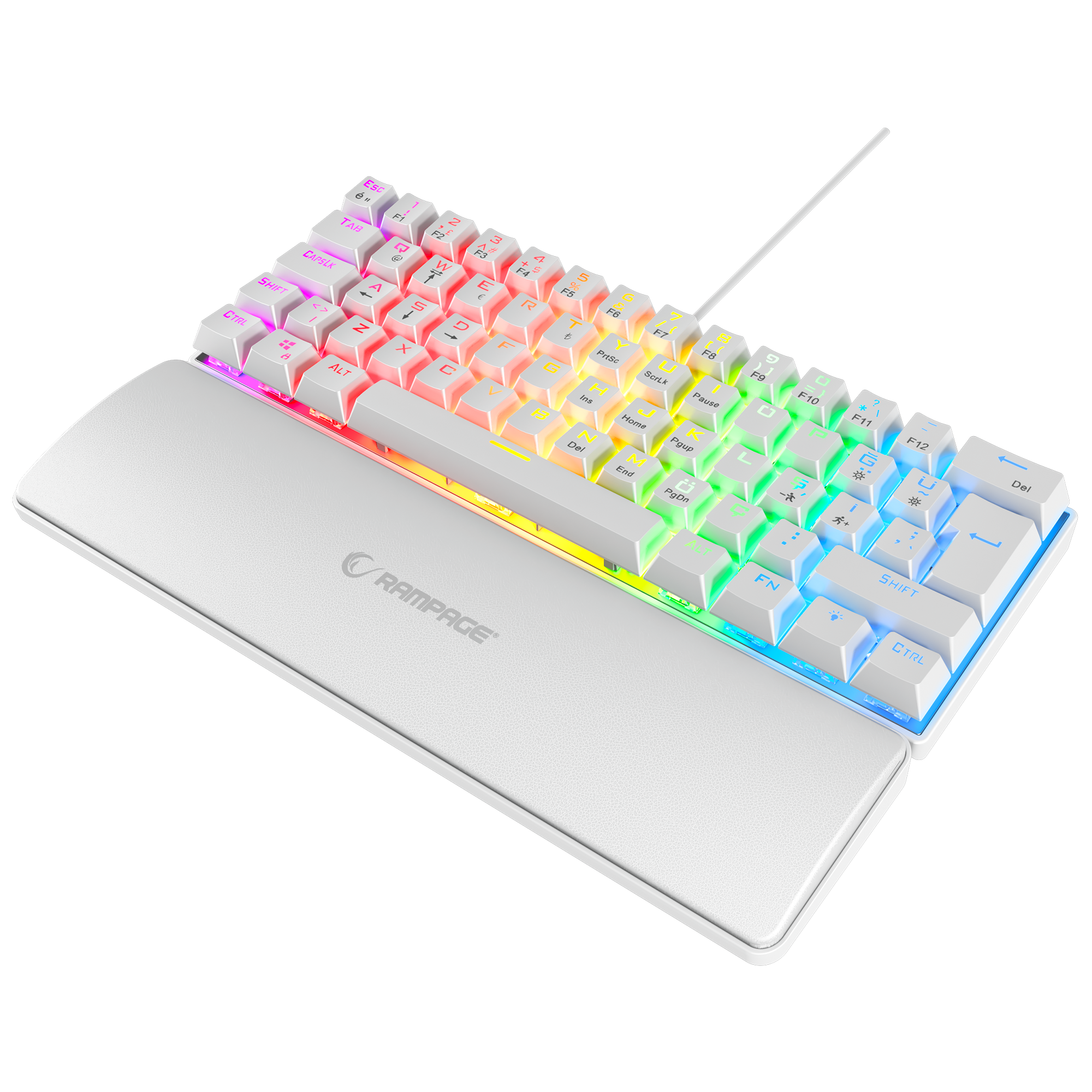 ALLY K11 Rainbow Wrist Rest Blue Switch Gaming Keyboard-White