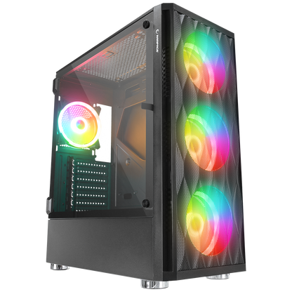X-HORSE 850W 80+ 4*12cm ARGB Fan+Kontrolcü Manyetik Temperli Camlı Mid-T Gaming Oyuncu Kasası - Rampage