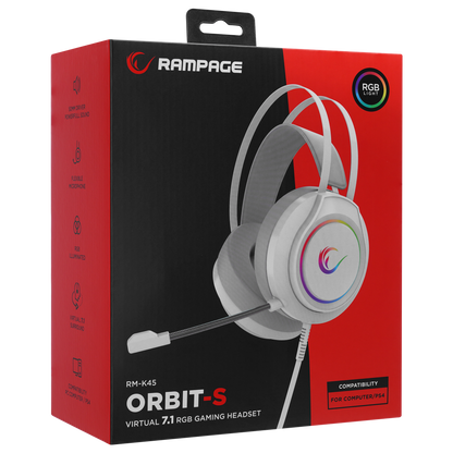 RM-K45 ORBIT-S Beyaz RGB Led 7.1 Gaming Mikrofonlu Oyuncu Kulaklığı - Rampage
