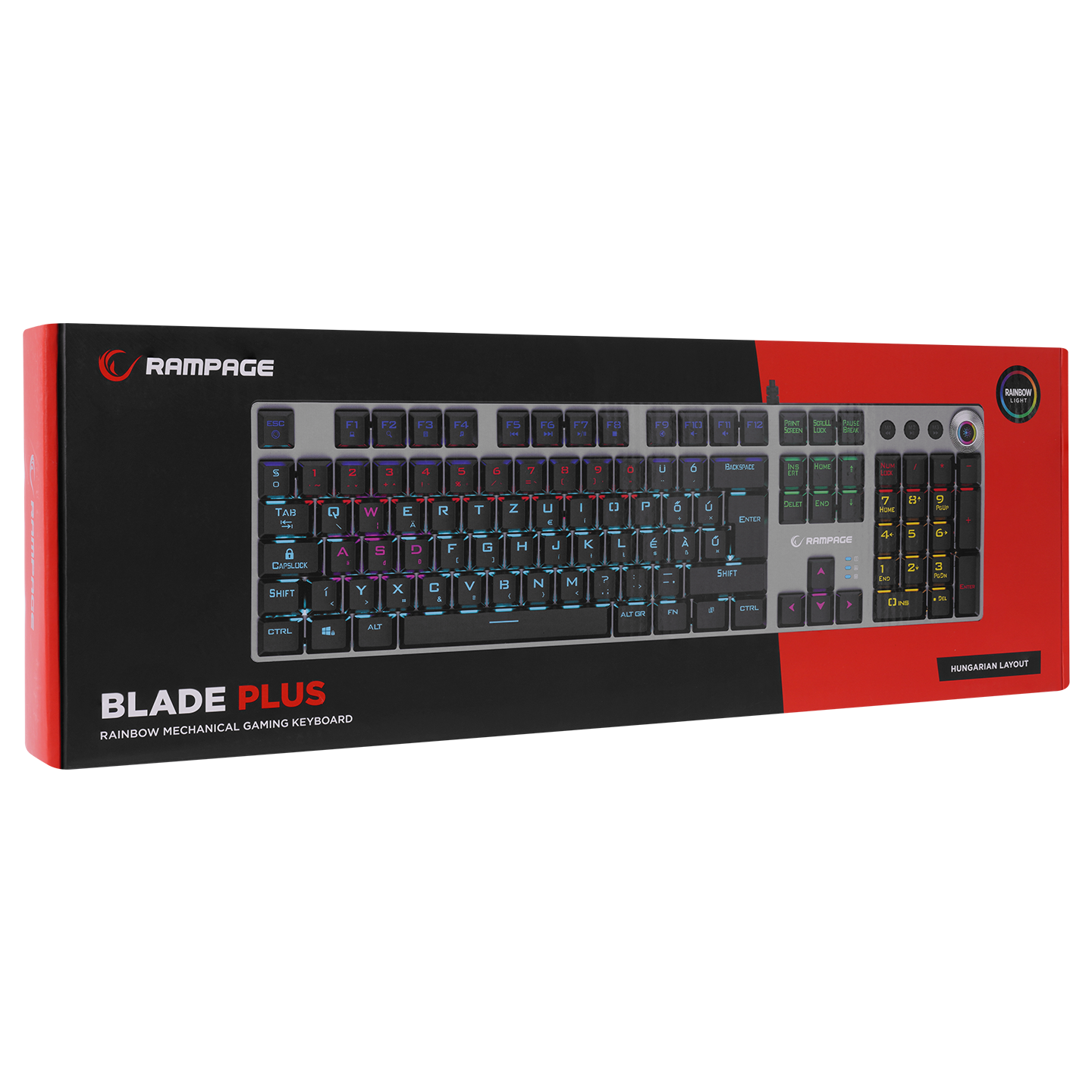 KB-R28 BLADE PLUS Siyah/Gümüş Macaristan Alfabesi Blue Switch Mekanik Gaming Klavye - Rampage