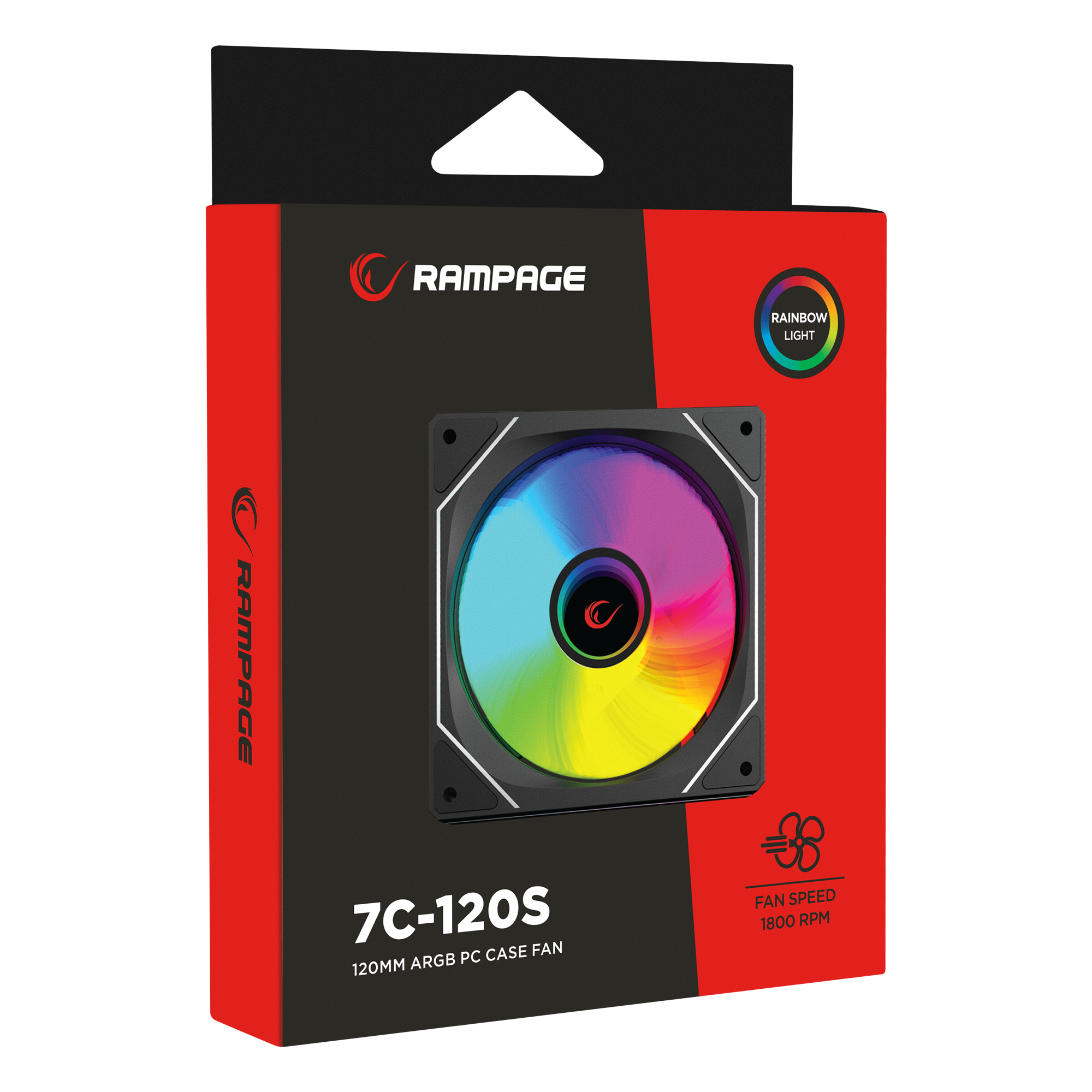 7C-120S 120*120*25mm Double Ring Aynalı ARGB Siyah Kasa Fanı - Rampage