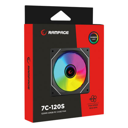 7C-120S 120*120*25mm Double Ring Aynalı ARGB Siyah Kasa Fanı - Rampage