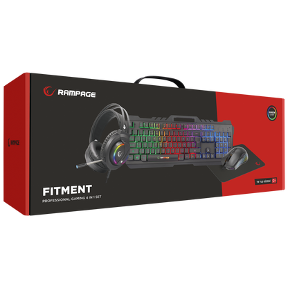 FITMENT KM-GX7 Gökkuşağı Aydınlatmalı Siyah USB Gaming Combo Mouse + Mousepad + Kulaklık Q Gaming Klavye +