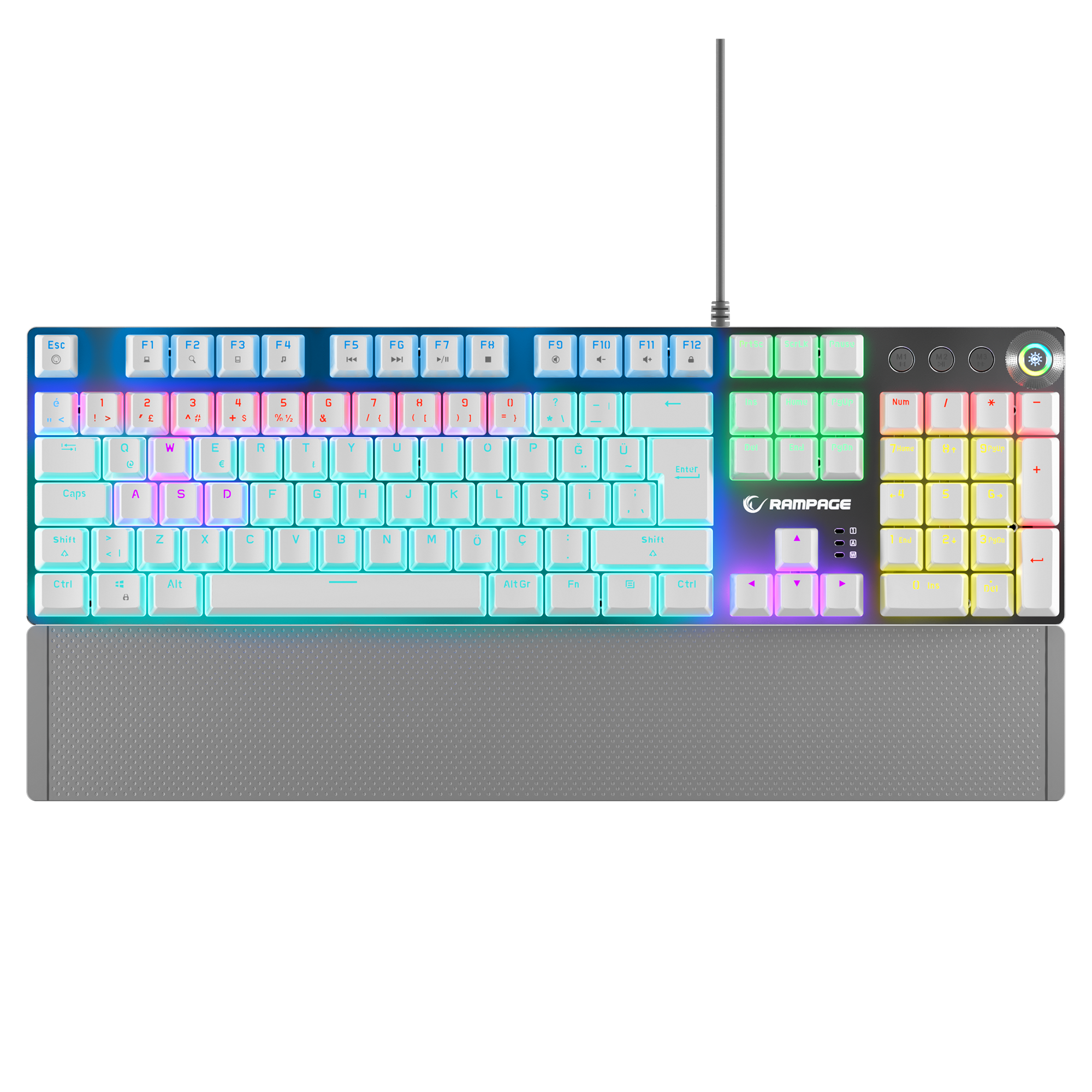 KB-R28 BLADE PLUS Beyaz Gökkuşağı Aydınlatmalı Tam Türkçe Red Switch Mekanik Gaming Klavye