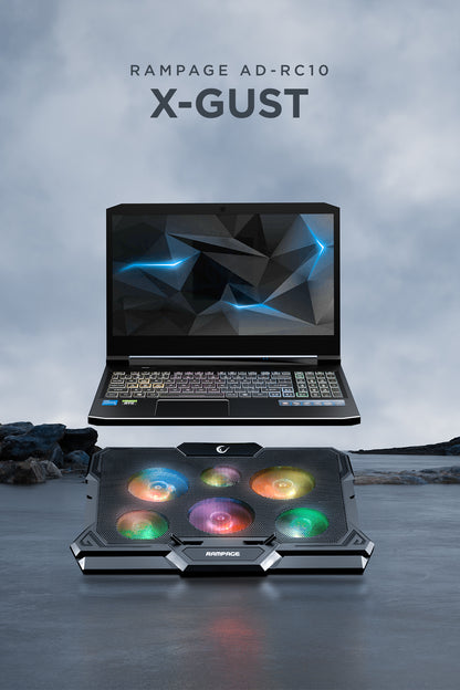 X-Gust 6 Fanlı Rainbow 10-17 inç Notebook Soğutucu Stand-Siyah