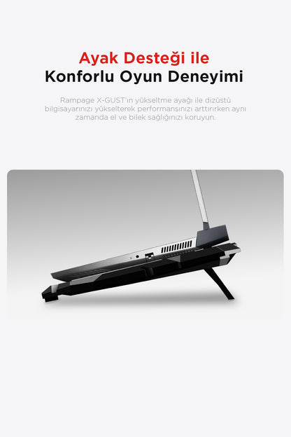 X-Gust 6 Fanlı Rainbow 10-17 inç Notebook Soğutucu Stand-Siyah