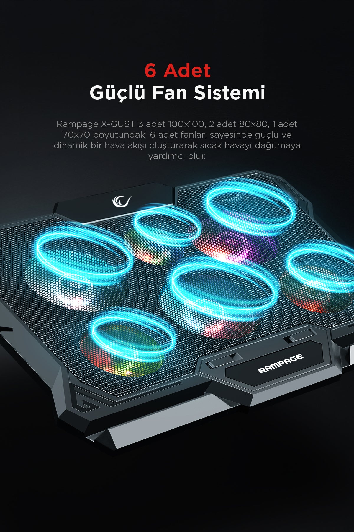 Ad-Rc10 X-Gust 6 Fan Rainbow 10-17 inch Notebook Cooler Stand