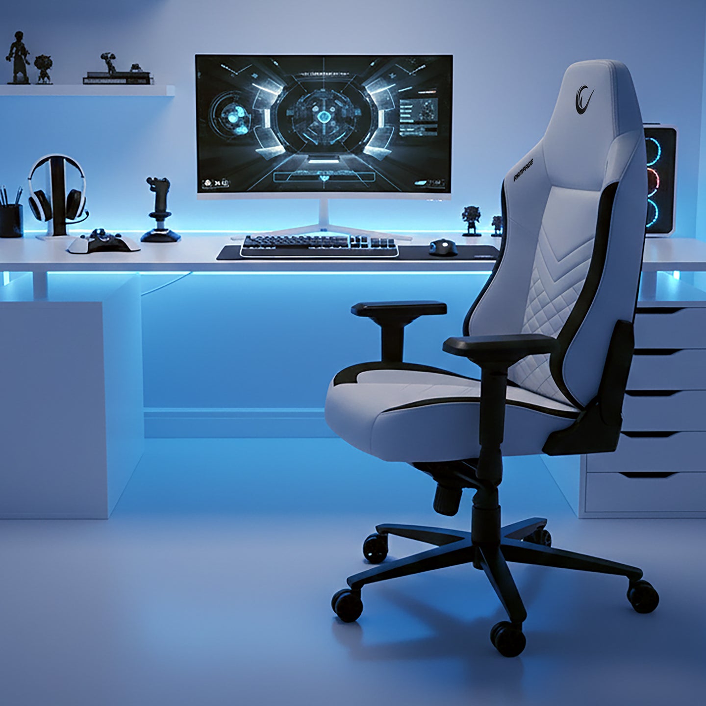 KL-R82 Blitz Anti-Sweat Fabric Adjustable Backrest Mechanism Gaming Chair-Gray/Black