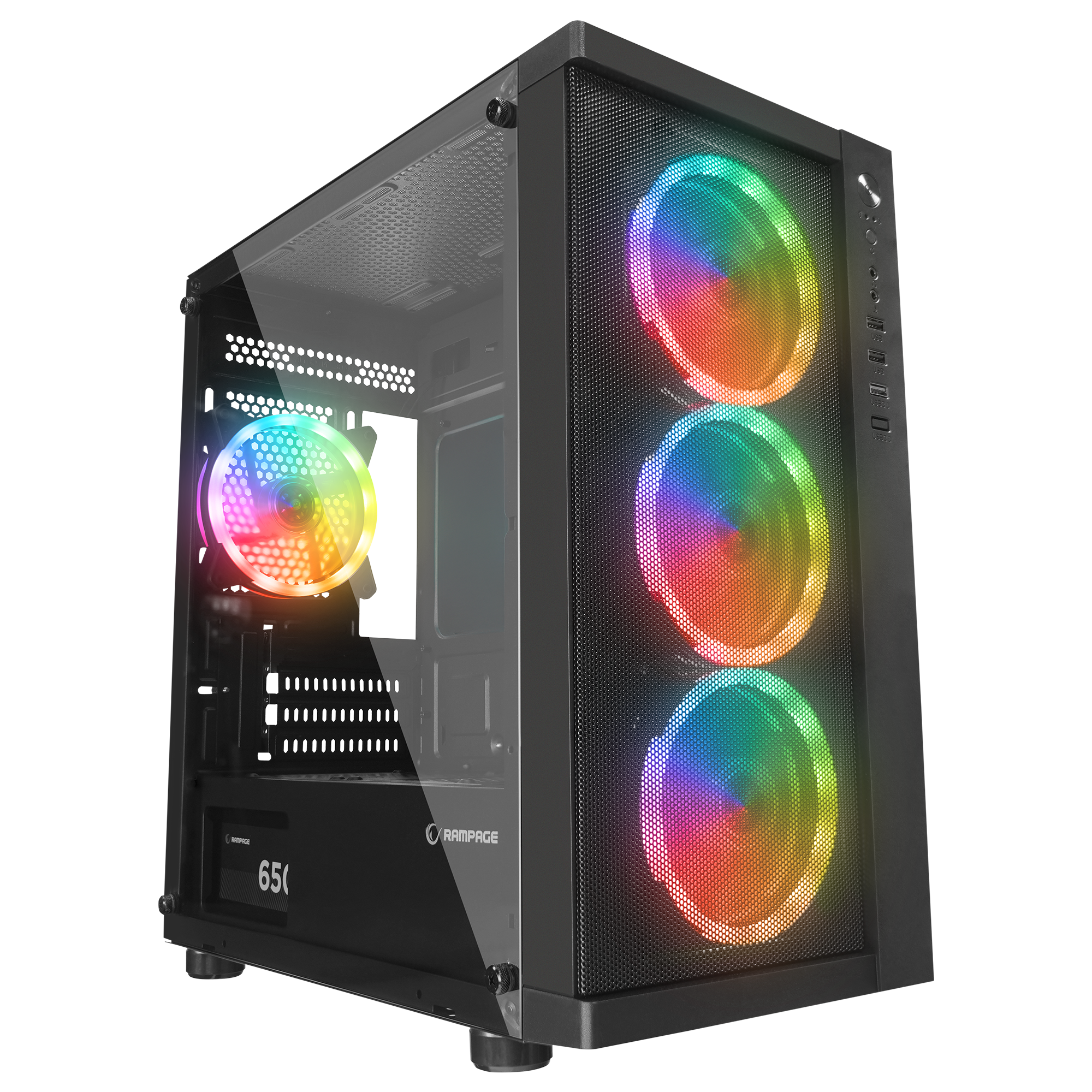 Vega V2 650W 80 Plus Bronze M-ATX Tempered 4x12cm RGB Fan Gaming Case