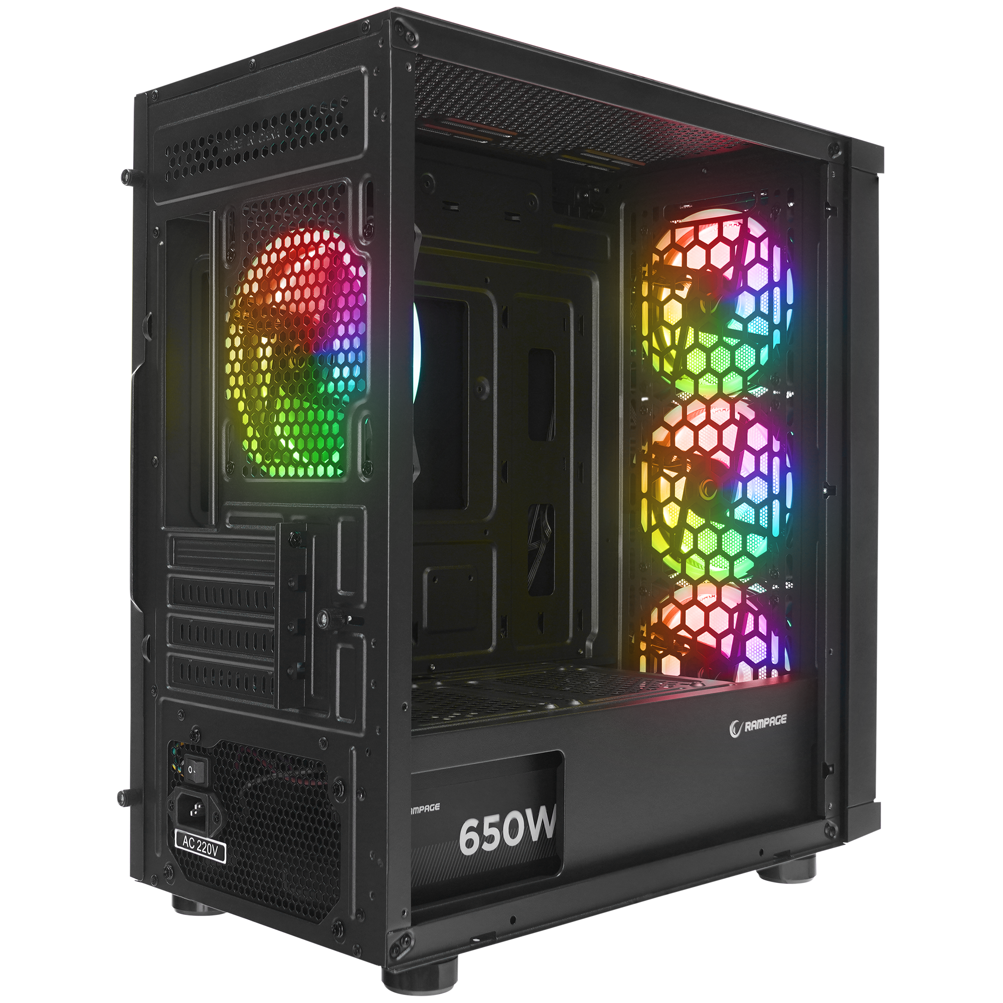 Vega V2 650W 80 Plus Bronze M-ATX Tempered 4x12cm RGB Fan Gaming Case