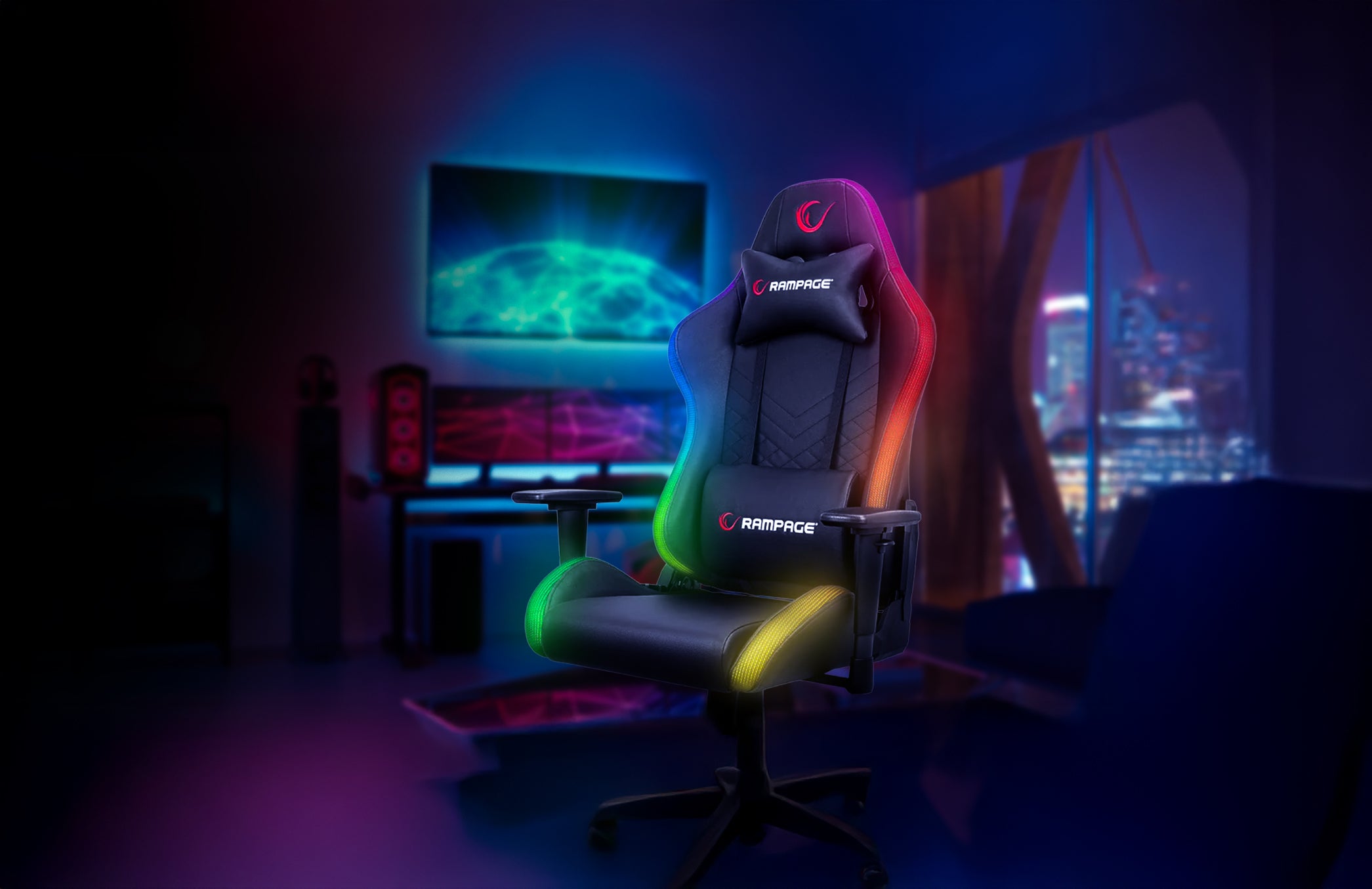 KL-R19 Moncher RGB Illuminated Gaming Chair-Black – Rampage