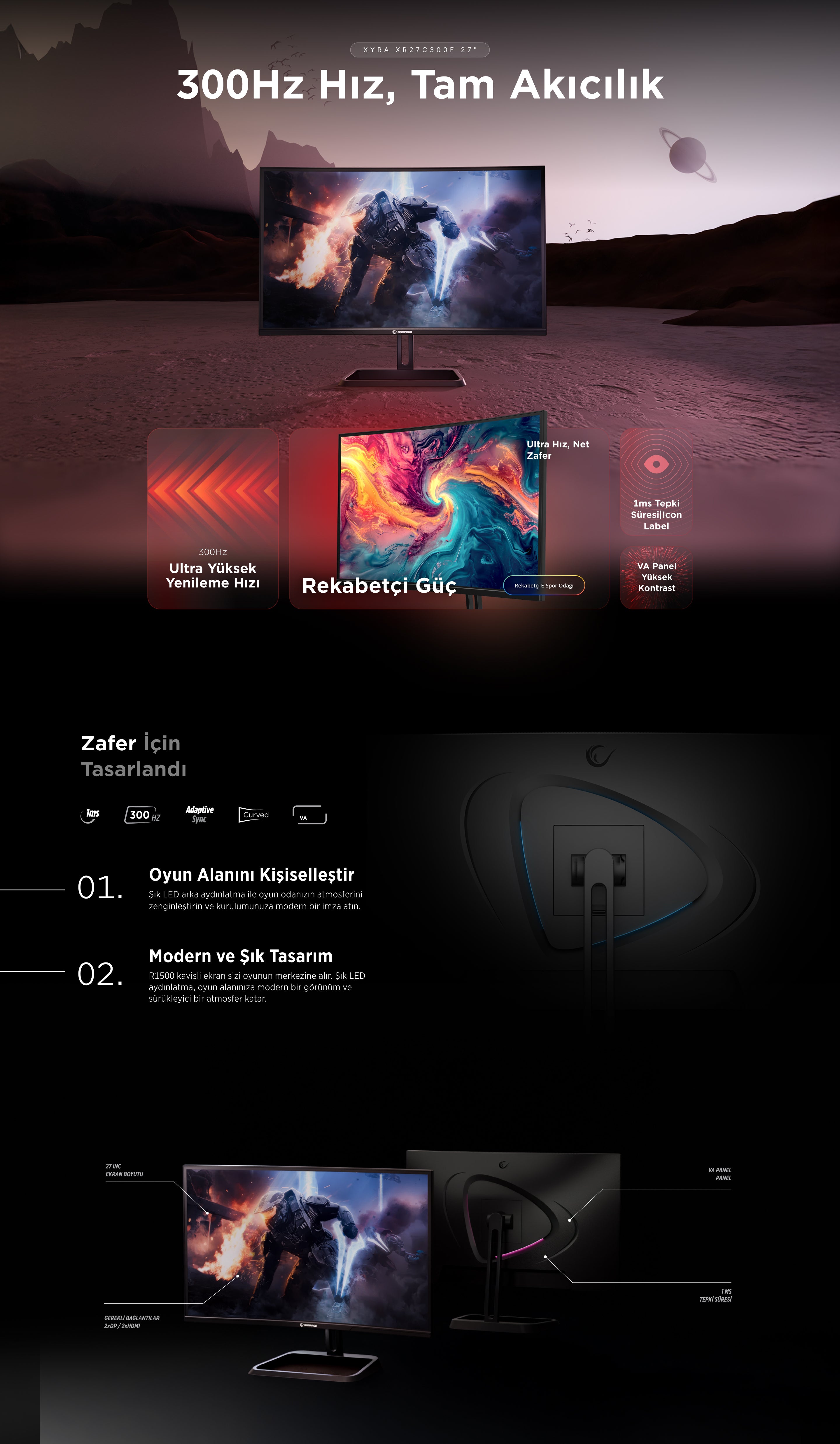 XYRA XR27C280F - RGB 27'' 280Hz Fast VA FHD Freesync/Gsync Pivot