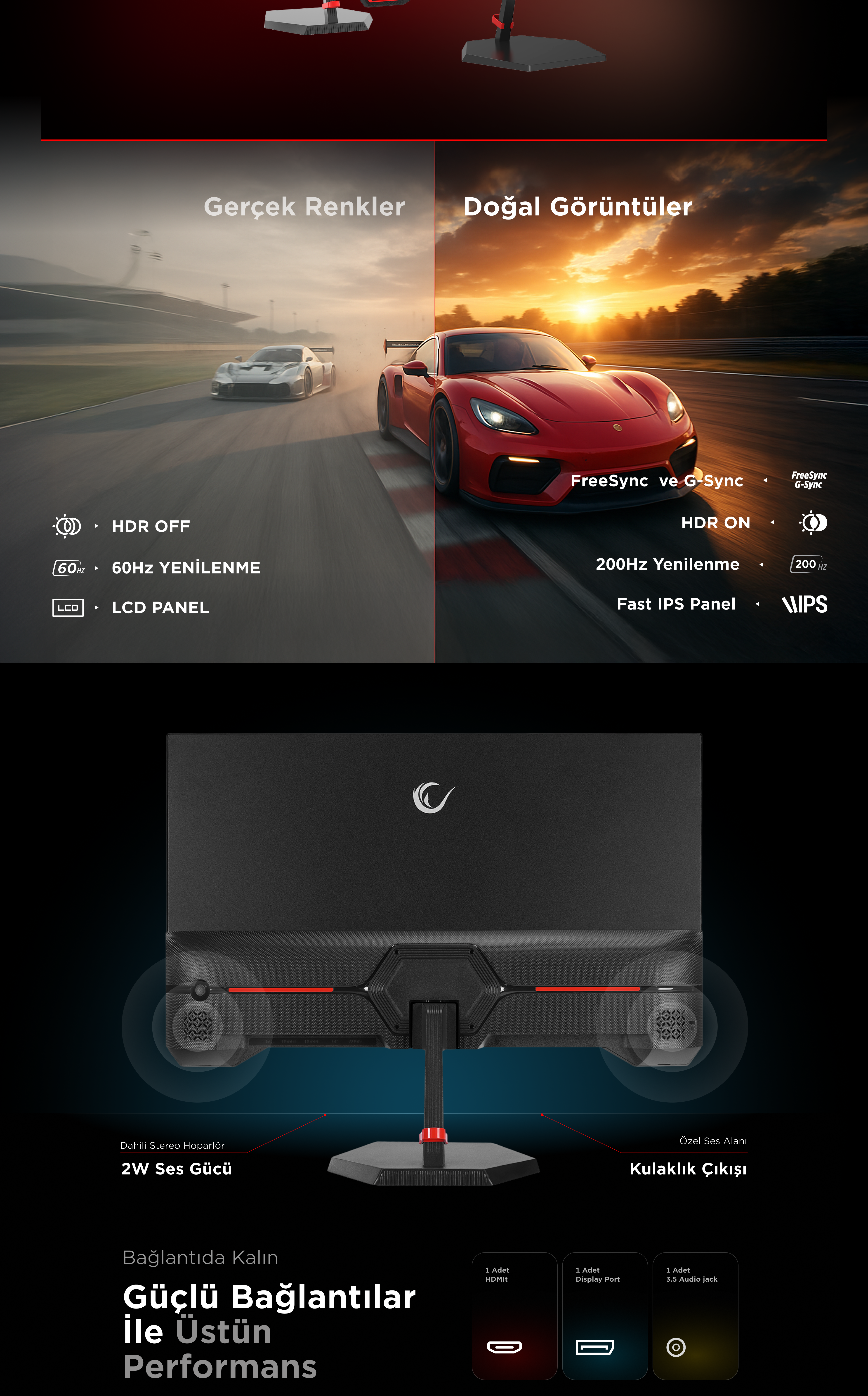 Rampage Crimson CR27R200 27 200Hz 0.5ms Fast IPS FHD Freesync/G-Sync PC Flat Gaming Monitor