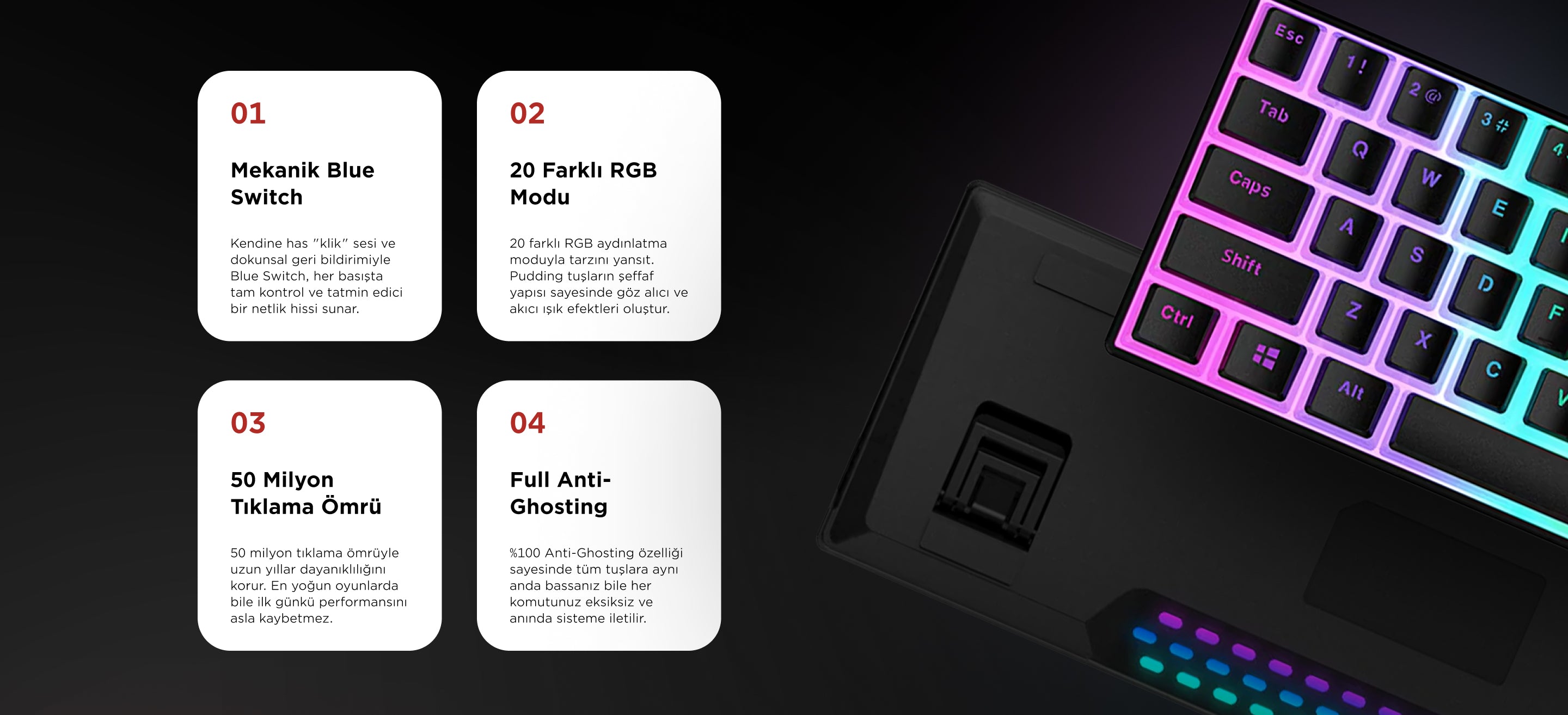 Rampage RADIANT K11 Black Type-C Connected RGB Pudding Keyboard US Layout Red Switch Gaming Keyboard Gaming Keyboard Rampage RADIANT K11 Black Type-C Connected RGB Pudding Keyboard US Layout Red Switch Gaming Keyboard Gaming Keyboard