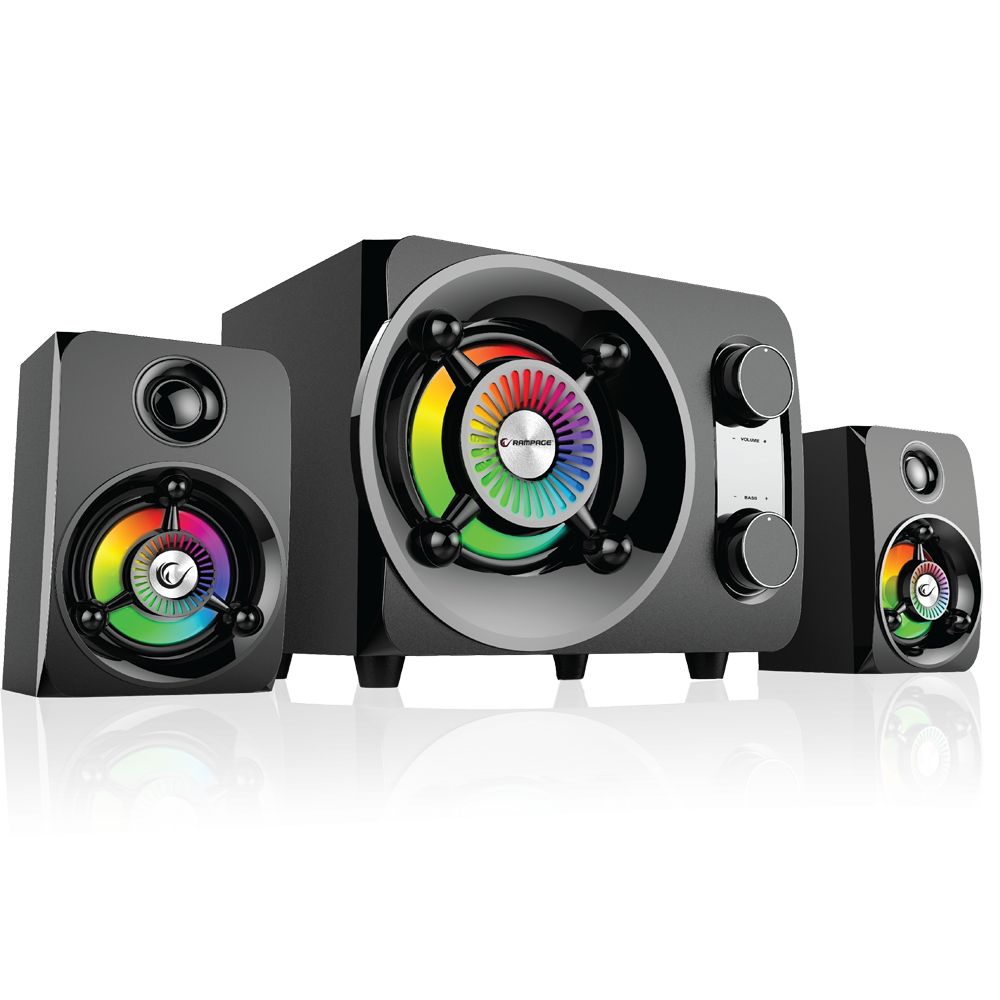 Rampage RMS-G8 Antares 2+1 25W Bluetooth+USB-SD-FM Rainbow Siyah Led Işıklı Gaming Speaker Hoparlör