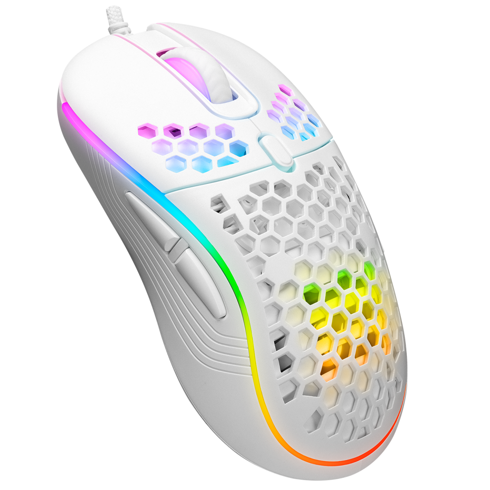 Rampage SMX-R85 GENTLE 12800dpi Beyaz RGB Ledli Süper Hafif Makrolu Gaming Oyuncu Mouse