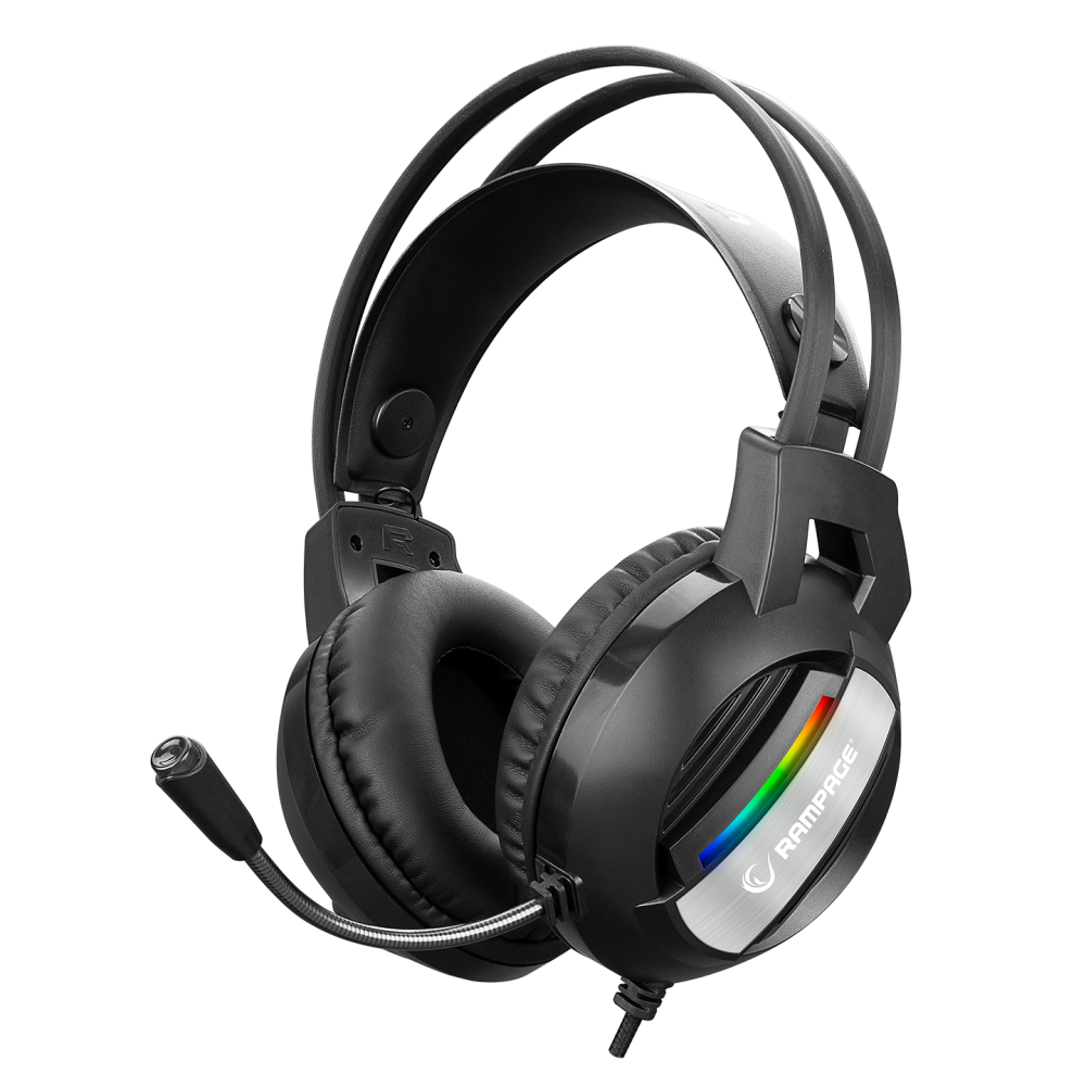 Rampage RM-K71 LINE Siyah 3,5mm + USB Bağlantı Rainbow Aydınlatmalı Oyuncu Mikrofonlu Kulaklık