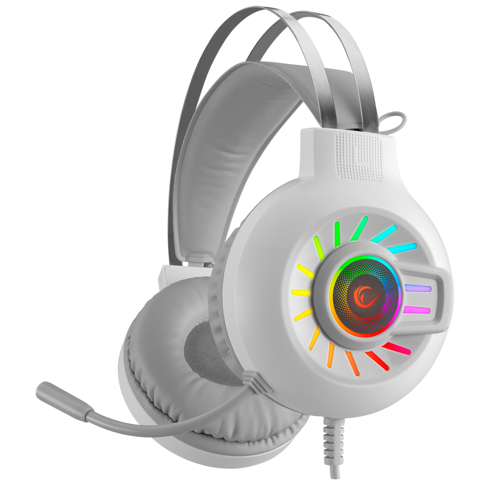 Rampage RM-K44 ZENGIBAR Beyaz 7.1 Surround RGB Işık Efekti Mikrofonlu Oyuncu Kulaklığı