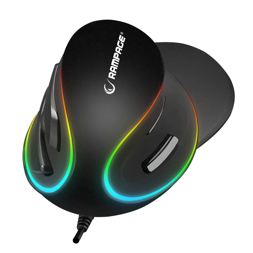 Rampage SMX-R618 TERRIFIC Siyah RGB Efektli 4000dpi 6 Tuşlu Ergonomik Mouse