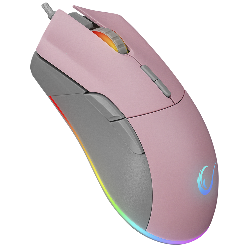 Rampage SMX-R21 COMPACT Usb Pembe/Gri RGB Işıklı+Macro 7200dpi / 1000hz Gaming Oyuncu Mouse