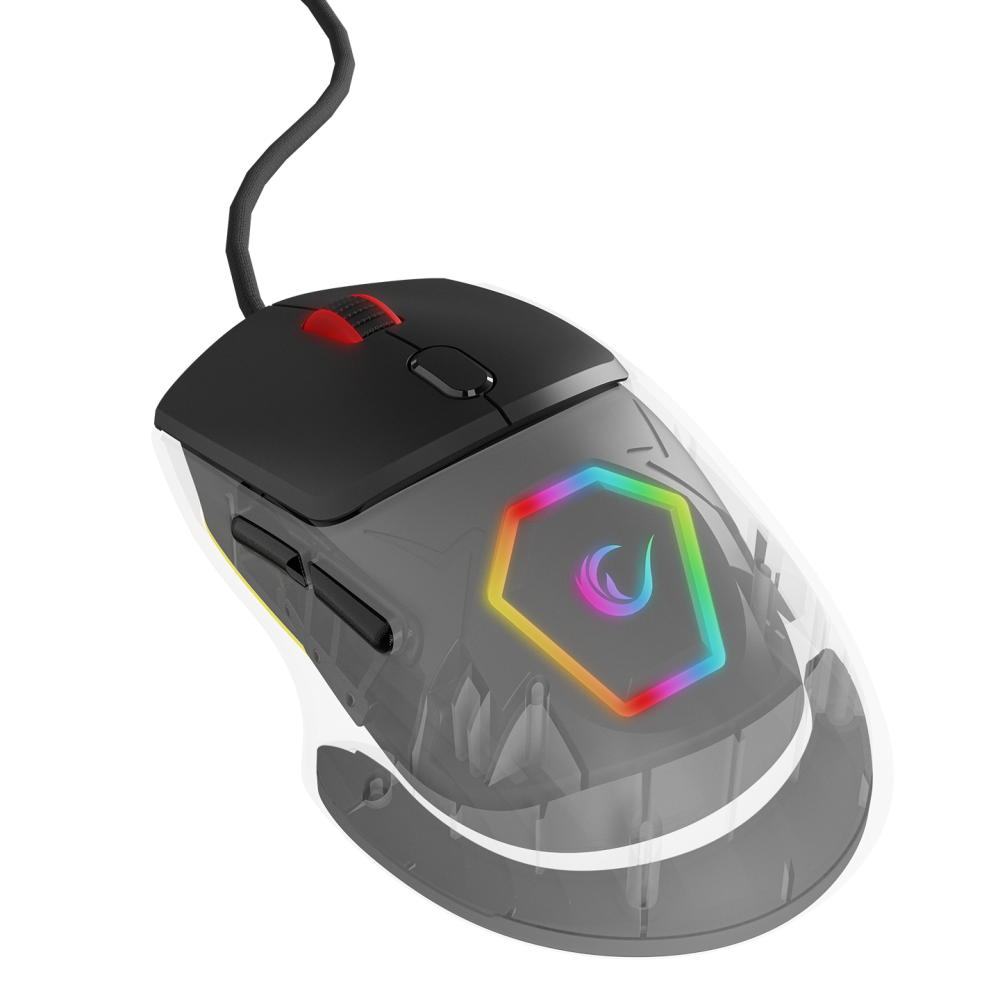 Rampage Hyalo M1 Siyah Değiştirilebilir 3 Kapaklı RGB 12000 DPI Gaming Oyuncu Mouse
