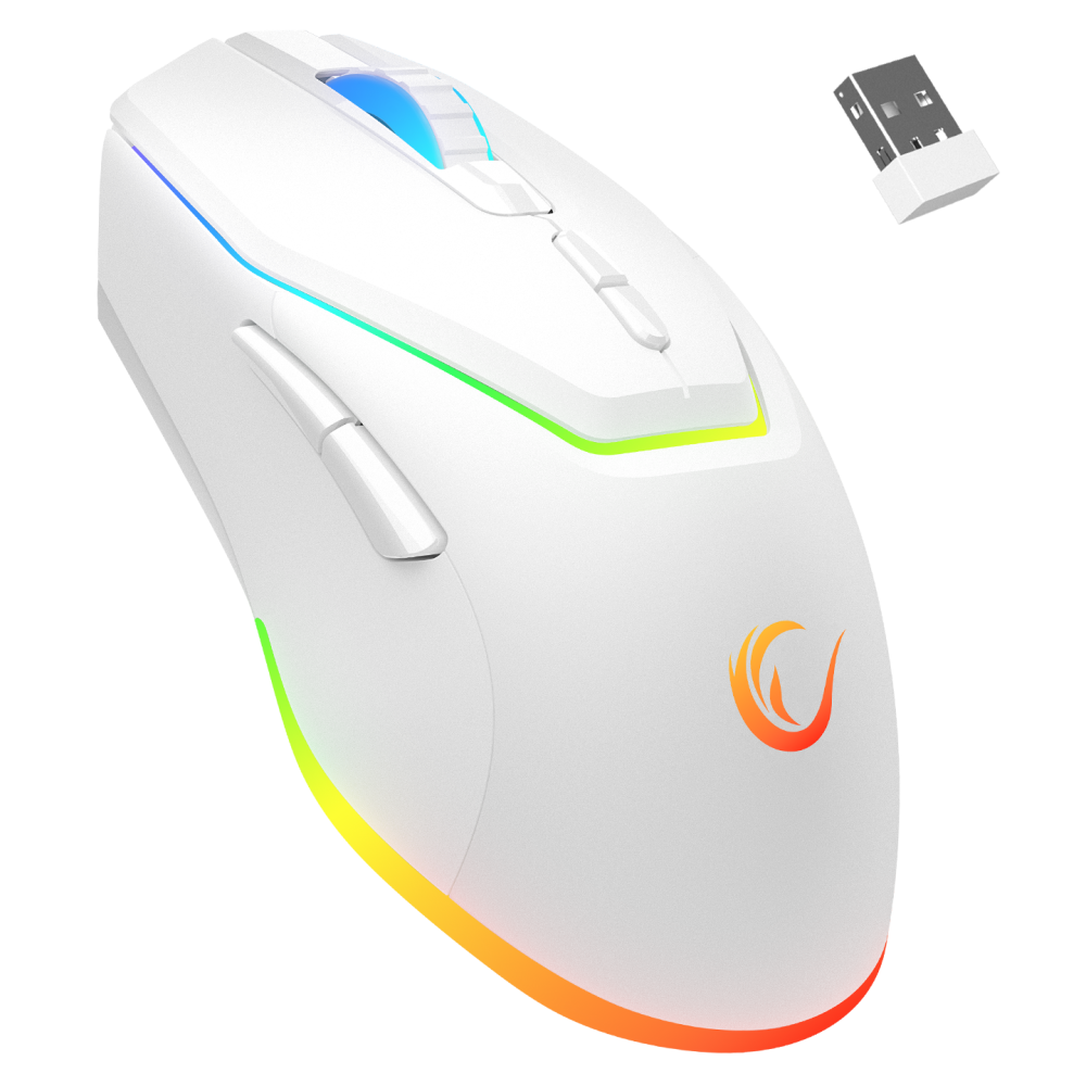 Rampage VORTEX M1 Kablosuz/Kablolu Beyaz RGB Ledli Şarjlı Gaming Oyuncu Mouse